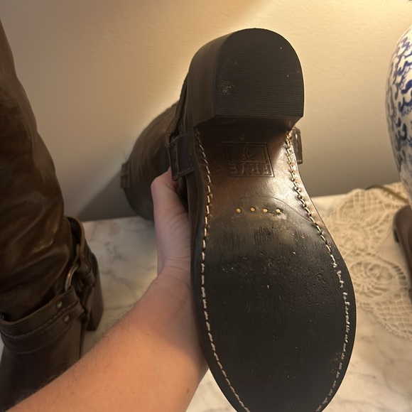 Frye tall Carmen boots. Dark mossy greenish brown. Almost new, worn once. - Picture 5 of 10